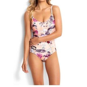 Seafolly Modern Love Maillot one-piece swimsuit in a pink floral size 8
